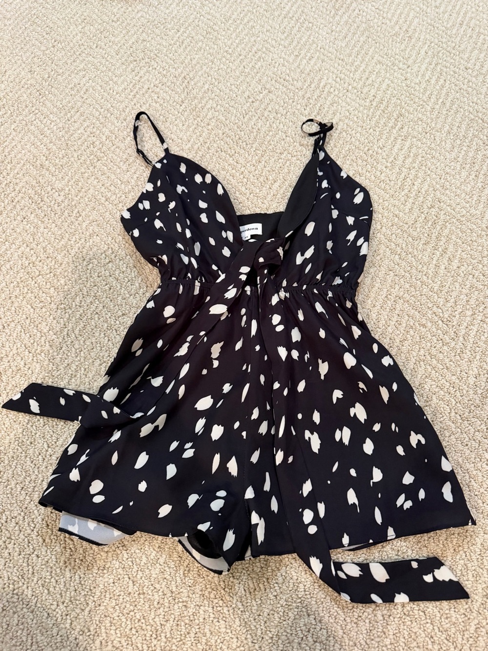superdown Black with White Spot Print Romper